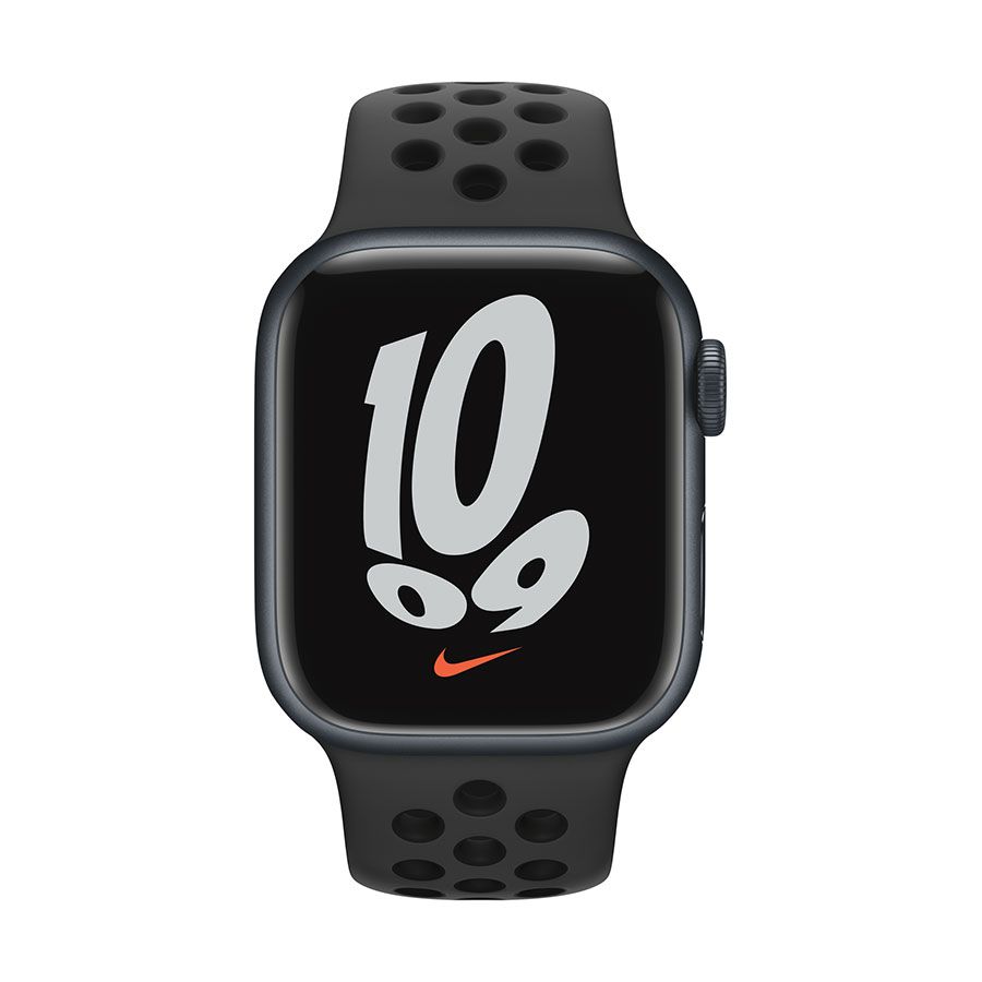 Apple Watch Nike Series 7 GPS + Cellular, 41mm Aluminium Case with Nike Sport Band - Regular - Midnight Aluminium Case with Anthracite Black Nike Sport Band - Regular