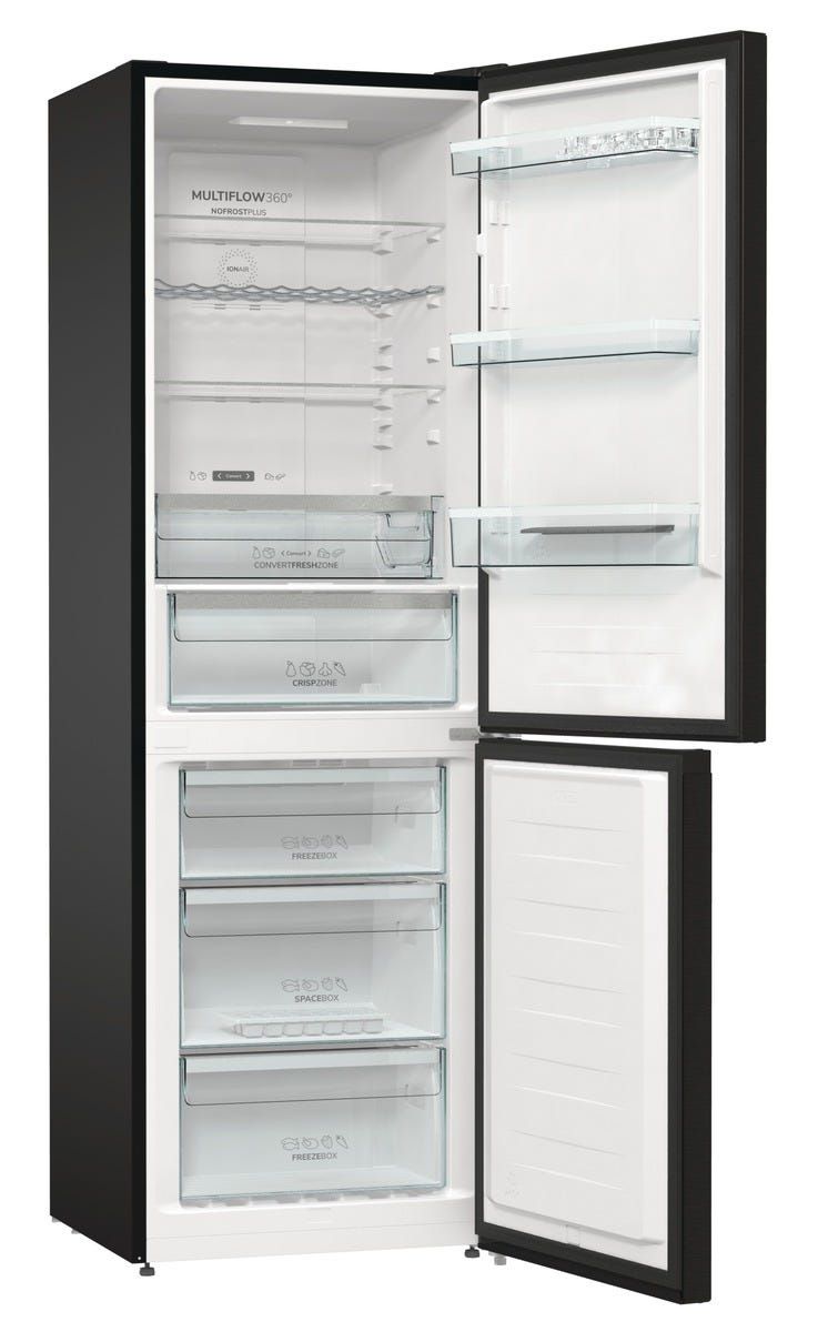 מקרר 2 דלתות gorenje  מקפיא תחתון 329 ליטר בגימור שחור מטאלי דגם NRK619EABXL4