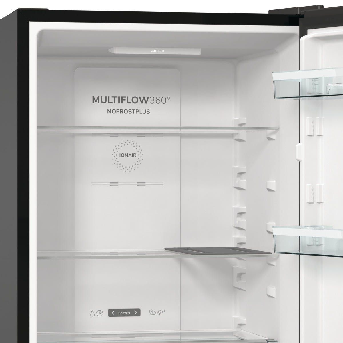 מקרר 2 דלתות gorenje  מקפיא תחתון 329 ליטר בגימור שחור דגם NRK6192SYBK