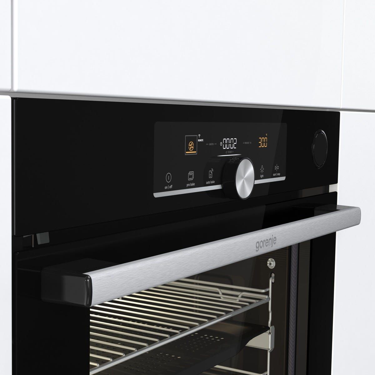 תנור בנוי פירוליטי gorenje בגימור זכוכית שחורה דגם BPSAX6747A08BG