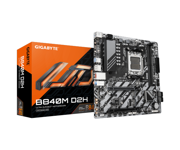 לוח אם Gigabyte B840M D2H – שקע AM5 – chipset AMD B840 – גודל Micro ATX – זכרון DDR5