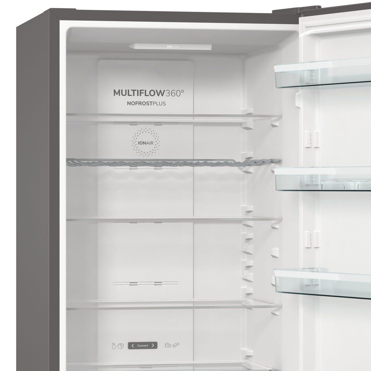 מקרר 2 דלתות gorenje  מקפיא תחתון 363 ליטר בצבע נירוסטה דגם NRK6202AXL4 מתצוגה