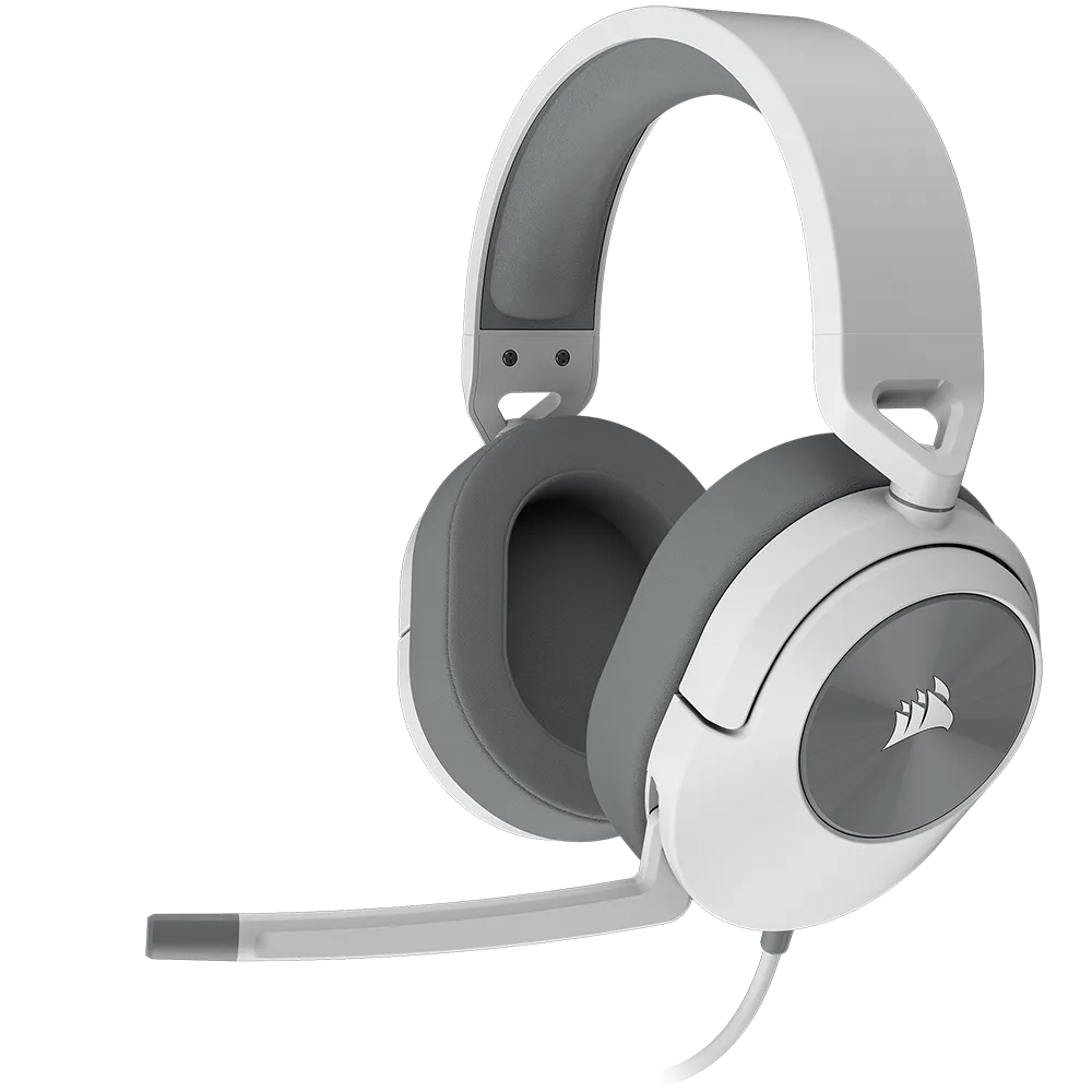אוזניות גיימינג Corsair HS55 Stereo – דרייברים 50 מ"מ – חיבור 3.5 מ"מ – לבן