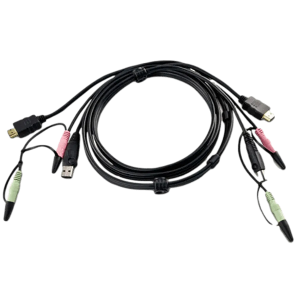 כבל KVM ATEN USB HDMI עם אודיו 1.8 מטר באחריות יבואן רשמי