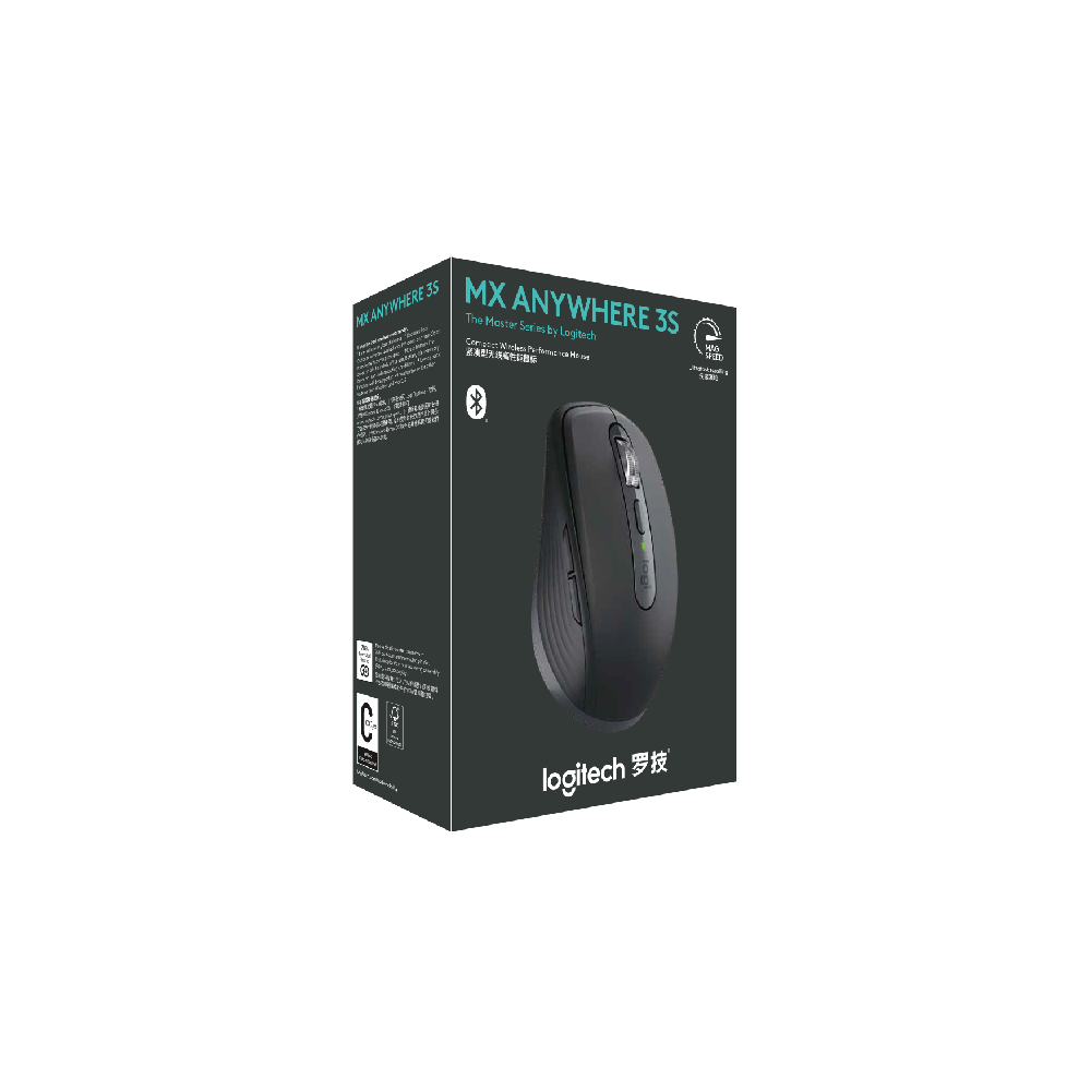 עכבר אלחוטי Logitech MX Anywhere 3S גרפיט 8K DPI Bluetooth סוללה 70 יום באחריות יבואן רשמי