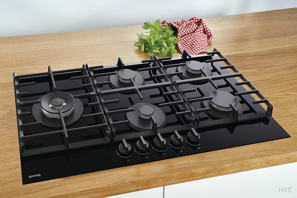 כיריים גז gorenje בגימור זכוכית שחורה 90 סמ דגם GCW951B