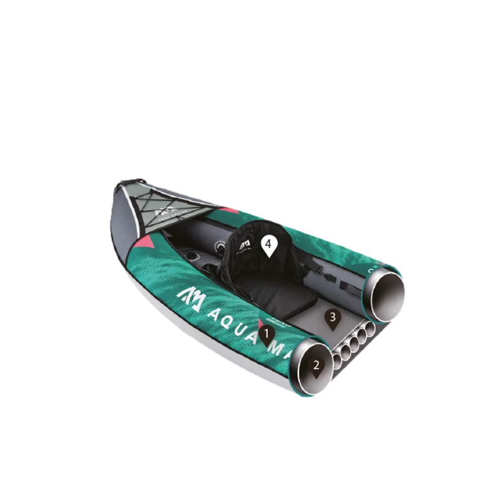 קיאק מתנפח Aqua Marina LAXO LA320 – 2 מושבים – חיפוי AQUASHELL – Splash Guard – מערכת Cargo Bungee
