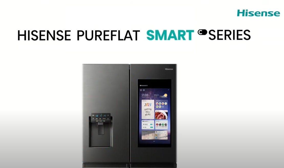 מקרר Hisense ארבע דלתות עם מסך טאצ' בנפח 577 ליטר נטו דגם  RQ760N4IFE בצבע שחור