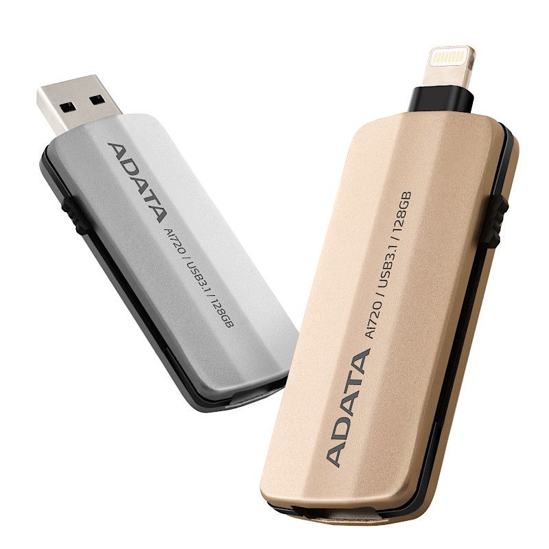 דיסק און קי ADATA AI720 OTG 32GB – חיבור Lightning ו-USB 3.1 – למכשירי Apple – צבע אפור