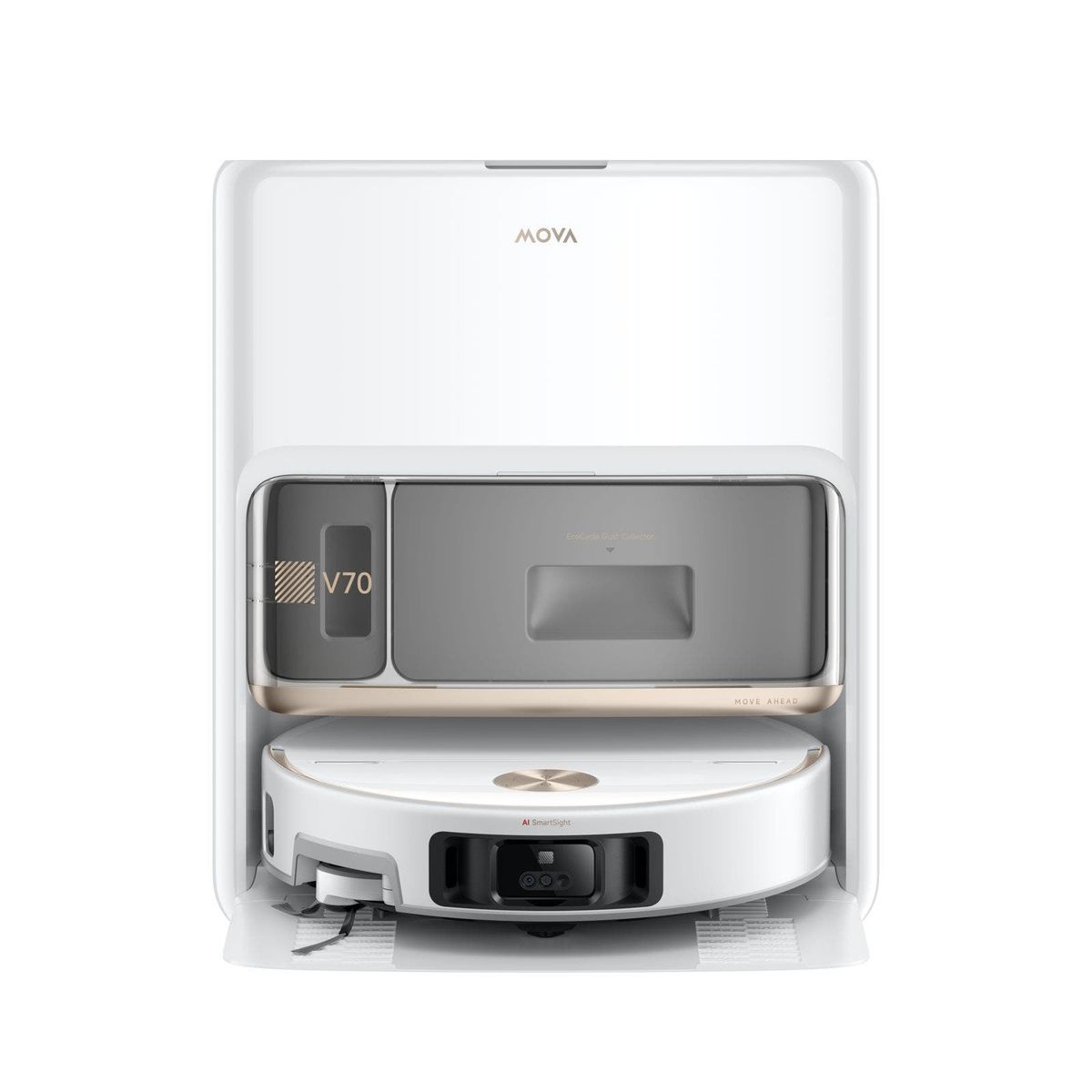 שואב רובוטי שוטף Mova V70 Ultra Complete X – עוצמת שאיבה 42,000Pa – שטיפה במים חמים 100°C – ניווט FlexScope – צבע לבן