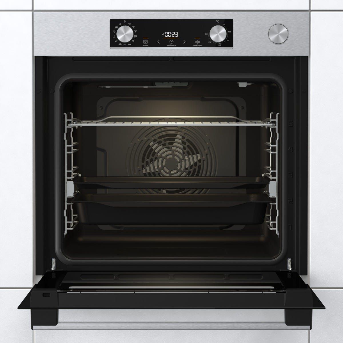 תנור בנוי gorenje בגימור נירוסטה בנפח 77 ליטר דגם BSA6737E15X
