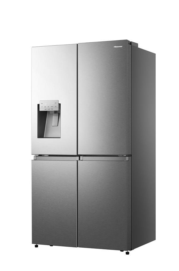מקרר Hisense ארבע דלתות עם בר חיצוני בנפח 584 ליטר נטו דגם RQ760N4SASE בצבע נירוסטה