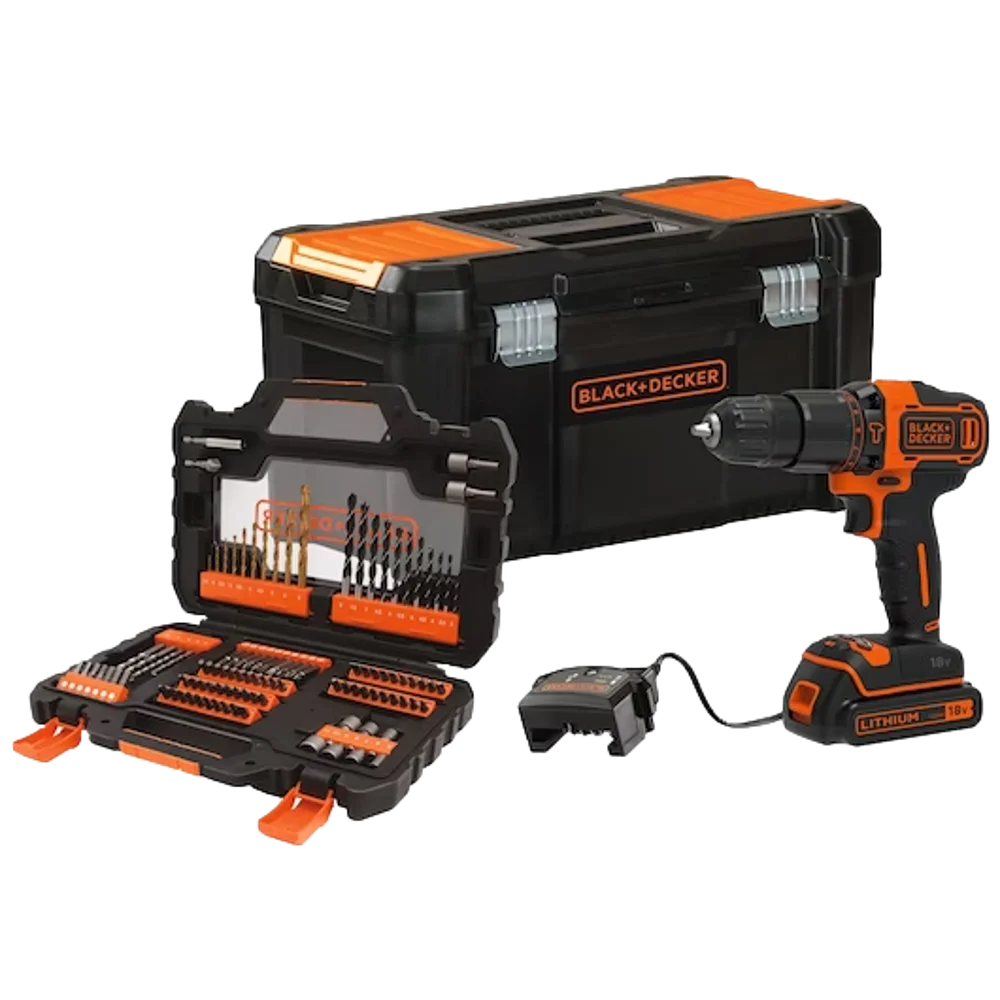 סט מקדחה דופקת   מברגה 18V דגם BDCHD18S1KA-QW מבית BLACK+DECKER