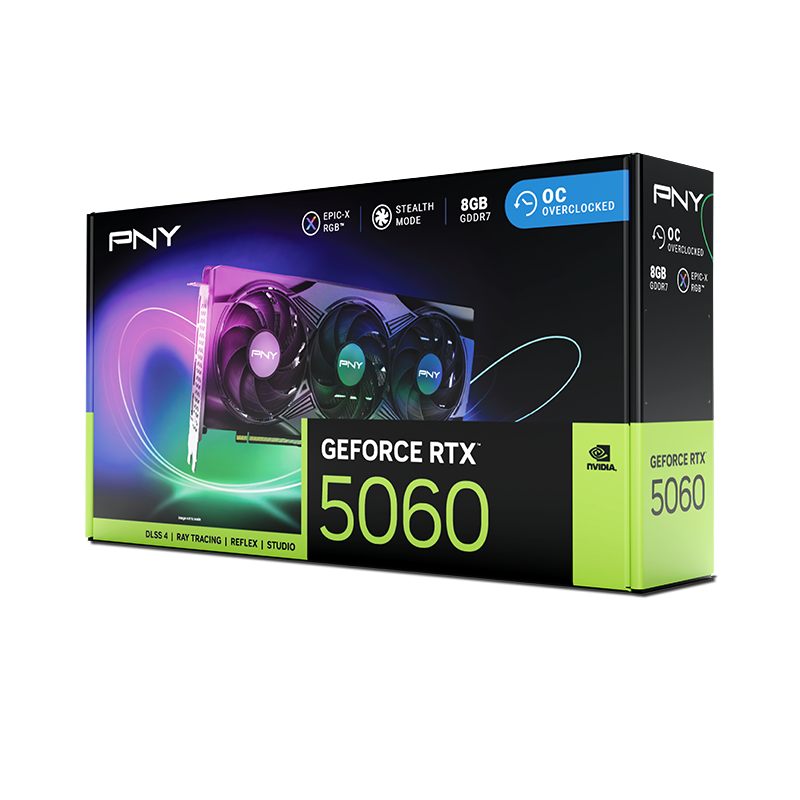 PNY GeForce RTX™ 5060 8GB ARGB Overclocked Triple Fan