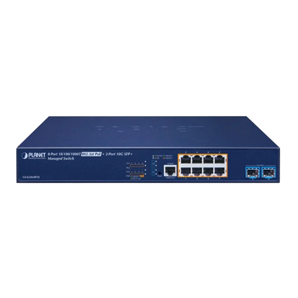 מתג ניהולי +PLANET GS-6320-8P2X L3 8×Gigabit PoE‎ + ‎2×10G SFP