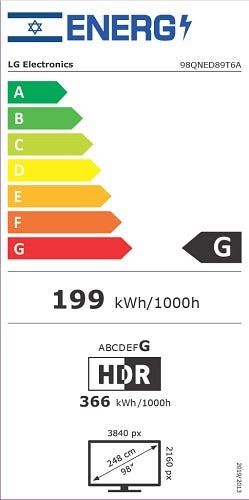 טלוויזיה 98 חכמה LG QNED ברזולוציית 4K דגם: 98QNED89T6A