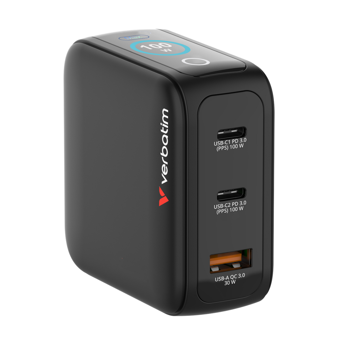 VERBATIM MINI GAN CHARGER 100W WITH DISPLAY