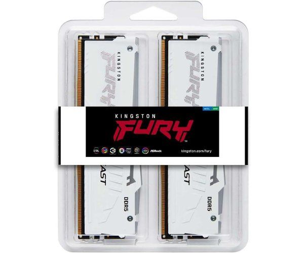 ז.לבן לנייח DDR5 32GB 2x16GB 6400Mhz C32  Kingston Fury Beast RGB