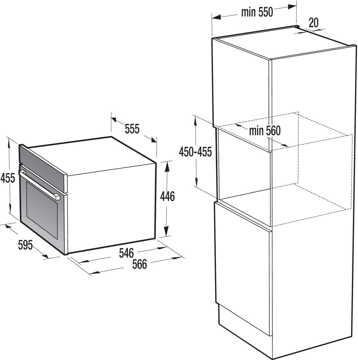 תנור בנוי gorenje משולב מיקרו 45 סמ דגם BCM598S17BG