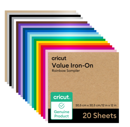 מארז דפי גיהוץ Value Iron-On Rainbow Sampler (20 יחידות) מבית Cricut