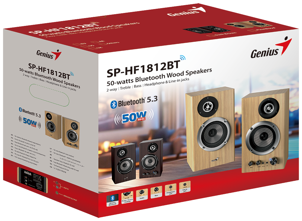 רמקולים עץ GENIUS SP-HF1812BT 50W
