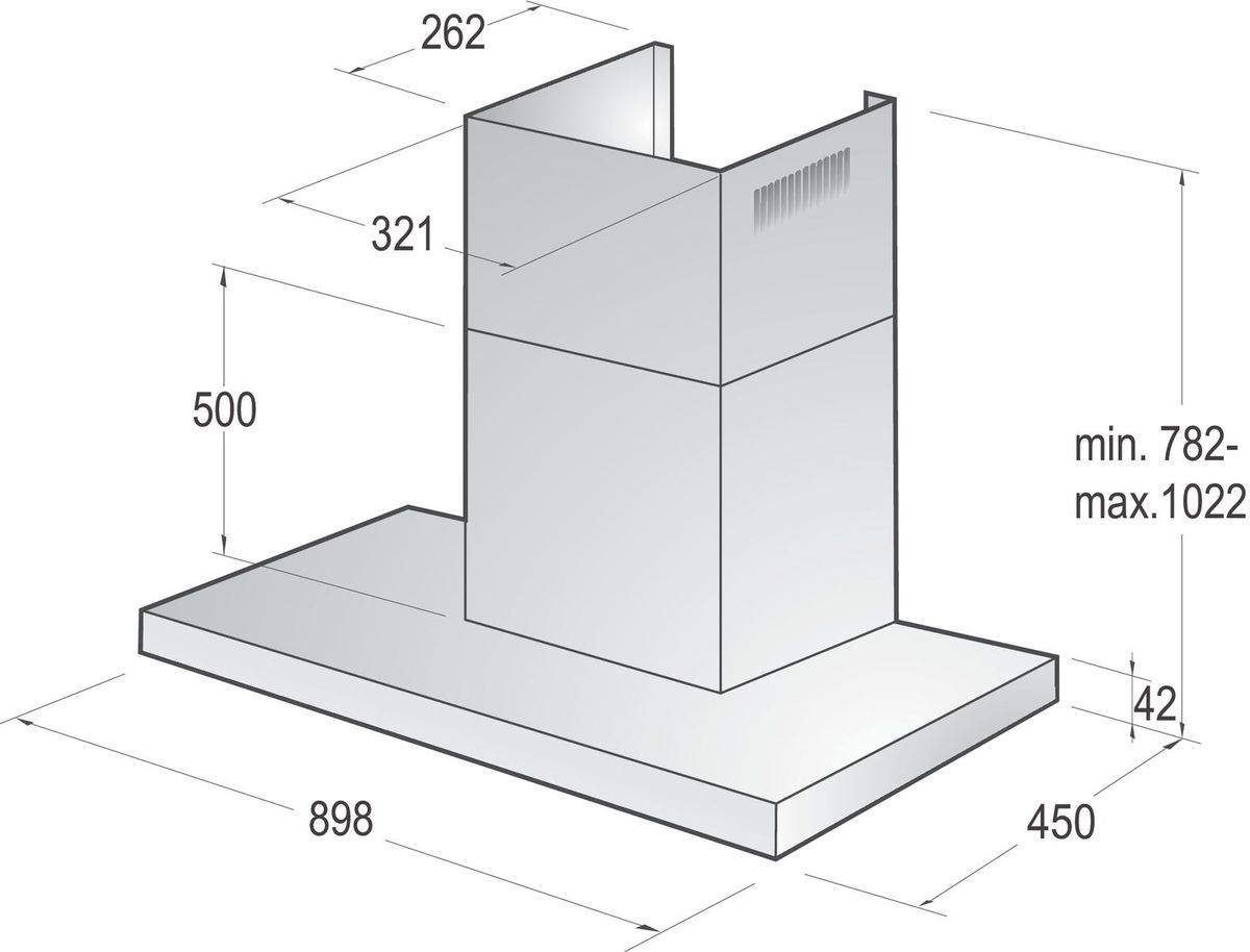 קולט אדים צמוד קיר gorenje בגימור נירוסטה דגם WHT923E5X