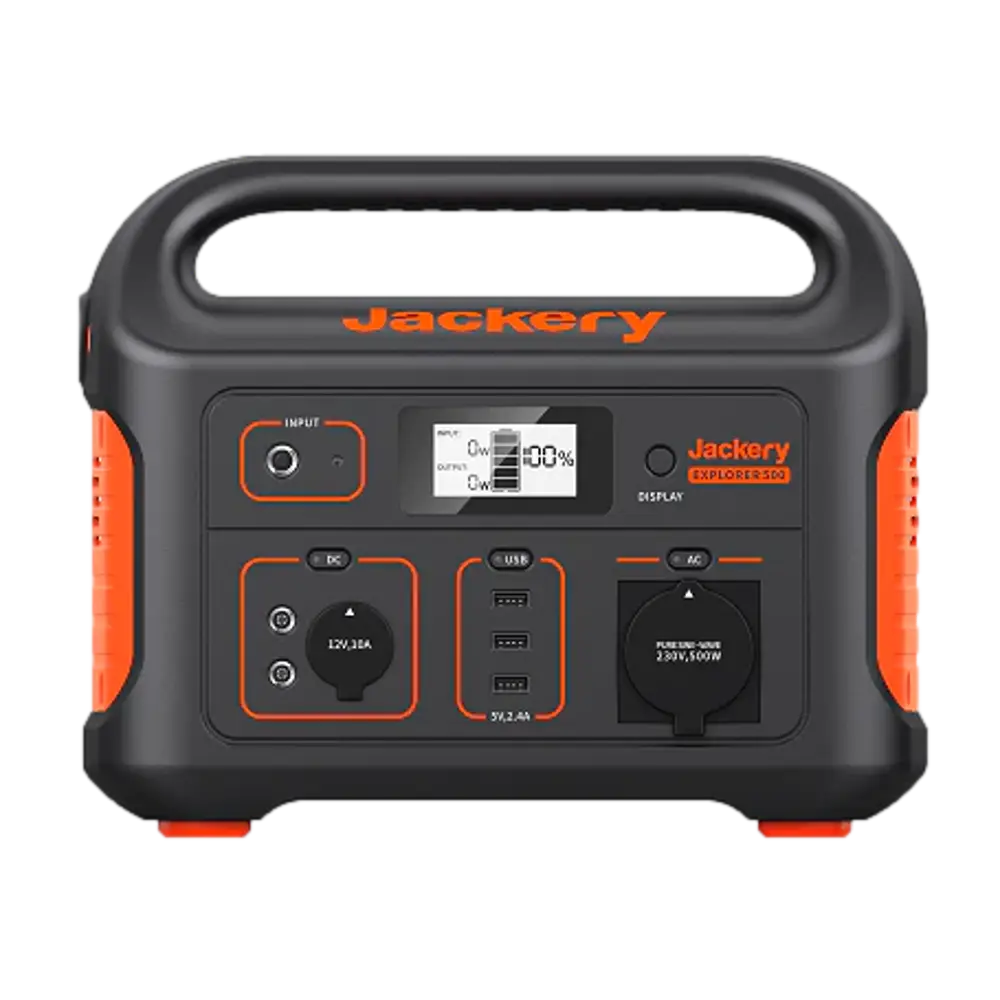 תחנת כוח ניידת Jackery Explorer 500 – קיבולת 518Wh – הספק 500W – מהפך גל סינוס טהור – משקל 6.04 ק"ג – אחריות שנתיים