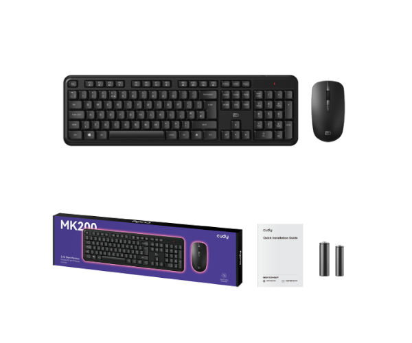 סט מקלדת ועכבר אלחוטי CUDY MK200 2.4Ghz Silent Keyboard And Mouse