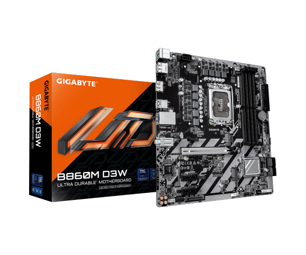 לוח אם Gigabyte B860M D3W - שבבת B860, DDR5, PCIe 5.0, Micro-ATX, Socket LGA1851
