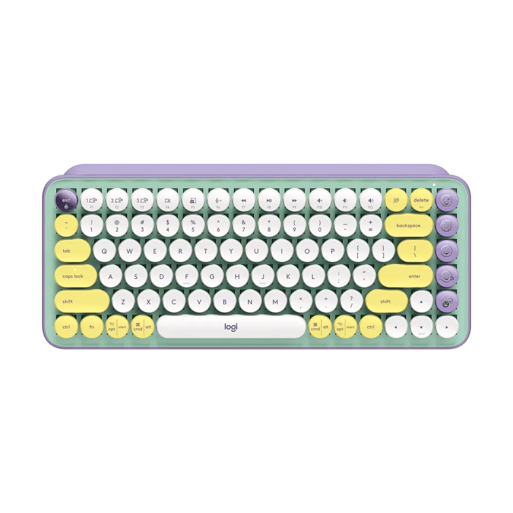 מקלדת מכאנית אלחוטית Logitech POP Keys Emoji צבעונית Bluetooth 36 חודשי סוללה באחריות יבואן רשמי