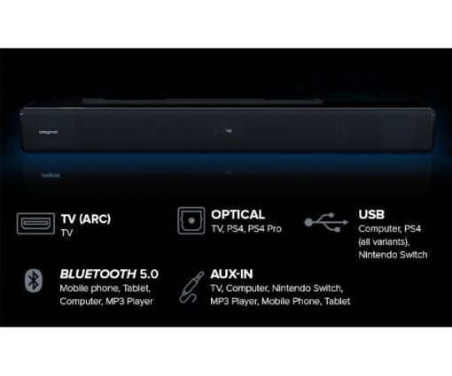 ⁦רמקולים CREATIVE STAGE V2 2.1 SOUNDBAR+SUBWOFER BT 5.0 160W ARC⁩ – תמונה ⁦5⁩
