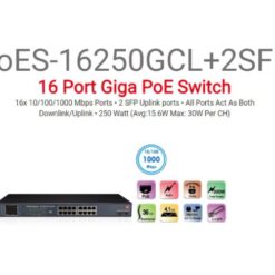מתג Provision 16 PORT Giga full POE Switch avg 15.6W Max 30W
