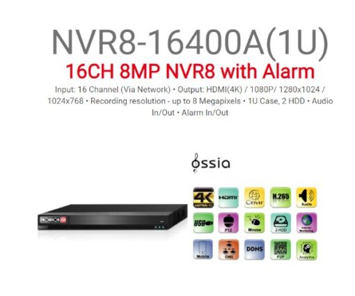 מערכת הקלטה לשש עשרה מצלמות Provision 5mp IP NVR8-16400A 1U