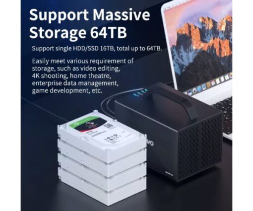 ⁦מארז ל4 דיסקים תומך RAID MAIVO 4X3.5inch USB3.1 TYPE-C HDMI⁩ – תמונה ⁦3⁩