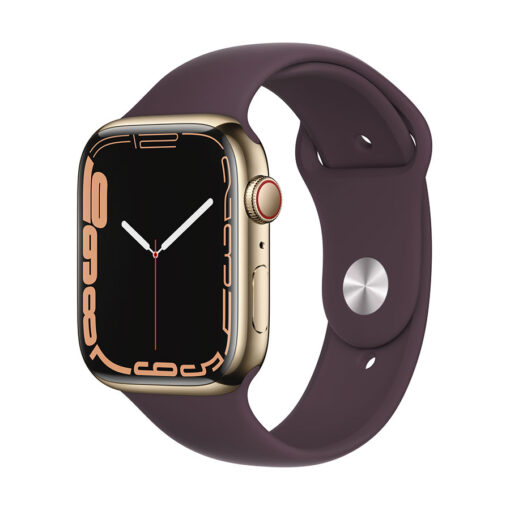 ⁦Apple Watch Series 7 GPS + Cellular, 41mm Stainless Steel Case with Sport Band - Regular - Silver Stainless Steel Case with Starlight Sport Band - Regular⁩ – תמונה ⁦8⁩