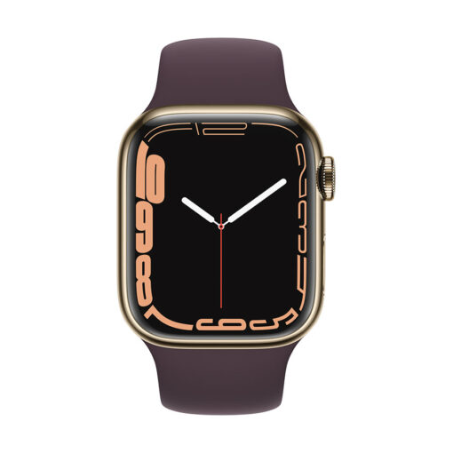 ⁦Apple Watch Series 7 GPS + Cellular, 41mm Stainless Steel Case with Sport Band - Regular - Silver Stainless Steel Case with Starlight Sport Band - Regular⁩ – תמונה ⁦9⁩