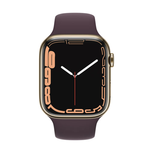⁦Apple Watch Series 7 GPS + Cellular, 45mm Stainless Steel Case with Sport Band - Regular - Silver Stainless Steel Case with Starlight Sport Band - Regular⁩ – תמונה ⁦2⁩