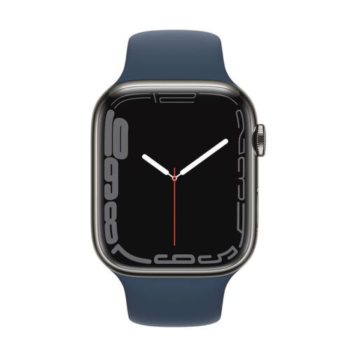 ⁦Apple Watch Series 7 GPS + Cellular, 45mm Stainless Steel Case with Sport Band - Regular - Silver Stainless Steel Case with Starlight Sport Band - Regular⁩ – תמונה ⁦10⁩