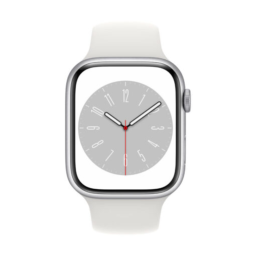 ⁦Apple Watch Series 8 GPS 45mm Aluminium Case with Sport Band - Regular - Apple Watch Series 8 GPS 45mm Silver Aluminium Case with White Sport Band - Regular⁩ – תמונה ⁦13⁩