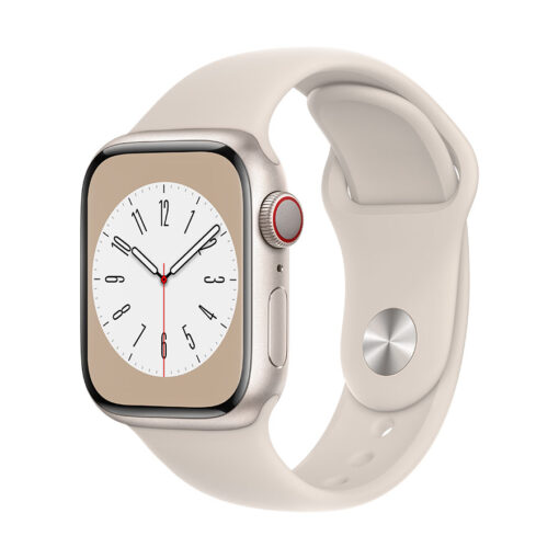 ⁦Apple Watch Series 8 GPS + Cellular 41mm Aluminium Case with Sport Band - Regular - Apple Watch Series 8 GPS + Cellular 41mm Silver Aluminium Case with White Sport Band - Regular⁩ – תמונה ⁦10⁩
