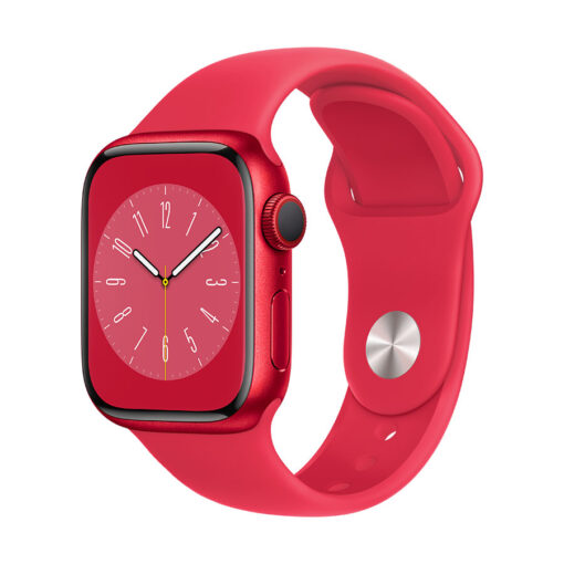 ⁦Apple Watch Series 8 GPS + Cellular 41mm Aluminium Case with Sport Band - Regular - Apple Watch Series 8 GPS + Cellular 41mm Silver Aluminium Case with White Sport Band - Regular⁩ – תמונה ⁦3⁩