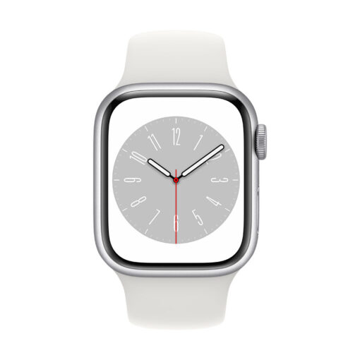 ⁦Apple Watch Series 8 GPS + Cellular 41mm Aluminium Case with Sport Band - Regular - Apple Watch Series 8 GPS + Cellular 41mm Silver Aluminium Case with White Sport Band - Regular⁩ – תמונה ⁦13⁩