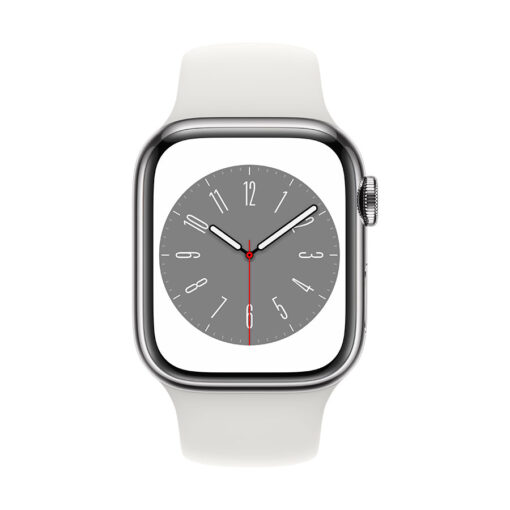 ⁦Apple Watch Series 8 GPS + Cellular 41mm Stainless Steel Case with Sport Band - Regular⁩ – תמונה ⁦7⁩