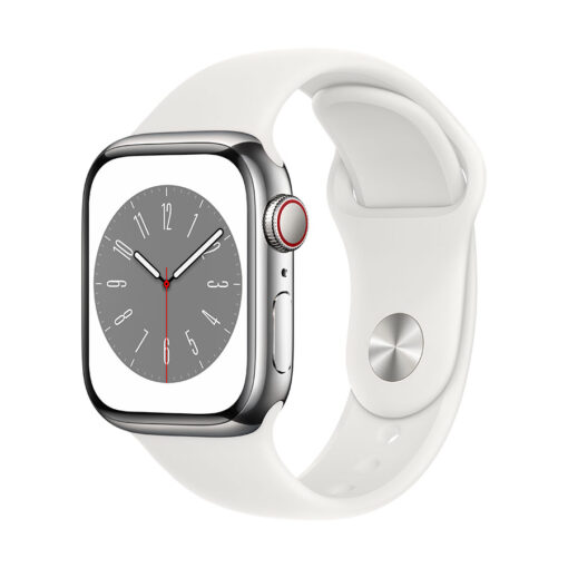 ⁦Apple Watch Series 8 GPS + Cellular 41mm Stainless Steel Case with Sport Band - Regular⁩ – תמונה ⁦15⁩