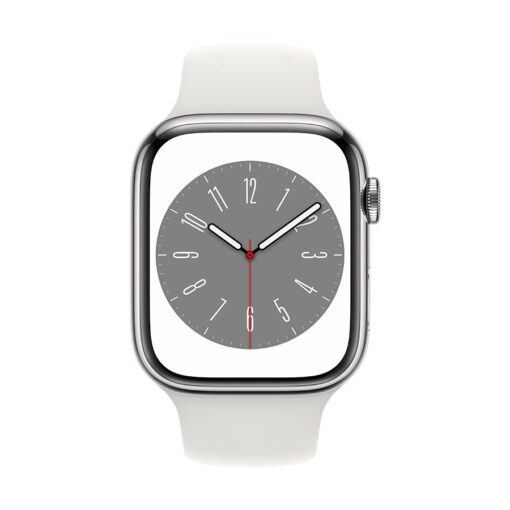 ⁦Apple Watch Series 8 GPS + Cellular 45mm Stainless Steel Case with Sport Band - Regular - Apple Watch Series 8 GPS + Cellular 45mm Graphite Stainless Steel Case with Midnight Sport Band - Regular⁩ – תמונה ⁦7⁩