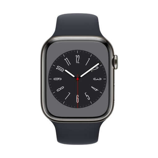 ⁦Apple Watch Series 8 GPS + Cellular 45mm Stainless Steel Case with Sport Band - Regular - Apple Watch Series 8 GPS + Cellular 45mm Graphite Stainless Steel Case with Midnight Sport Band - Regular⁩ – תמונה ⁦11⁩