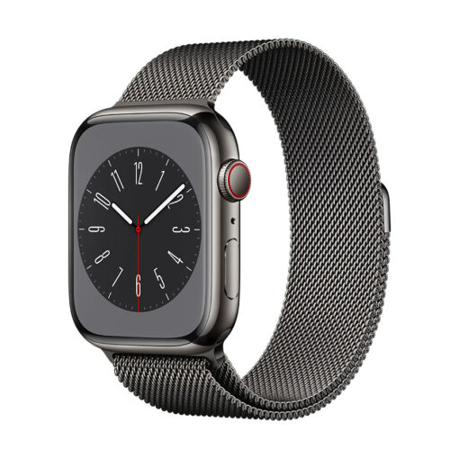 ⁦Apple Watch Series 8 GPS + Cellular 41mm Stainless Steel Case with Milanese Loop - Apple Watch Series 8 GPS + Cellular 41mm Graphite Stainless Steel Case with Graphite Milanese Loop⁩ – תמונה ⁦12⁩
