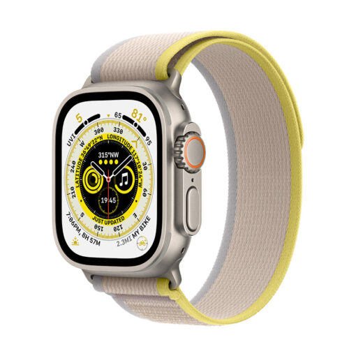 ⁦Apple Watch Ultra GPS + Cellular, 49mm Titanium Case with Trail Loop - M L - Apple Watch Ultra GPS + Cellular, 49mm Titanium Case with Black Gray Trail Loop - M L⁩ – תמונה ⁦8⁩