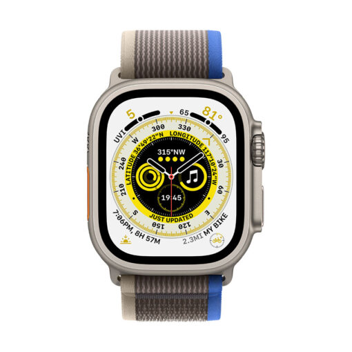 ⁦Apple Watch Ultra GPS + Cellular, 49mm Titanium Case with Trail Loop - M L - Apple Watch Ultra GPS + Cellular, 49mm Titanium Case with Black Gray Trail Loop - M L⁩ – תמונה ⁦9⁩