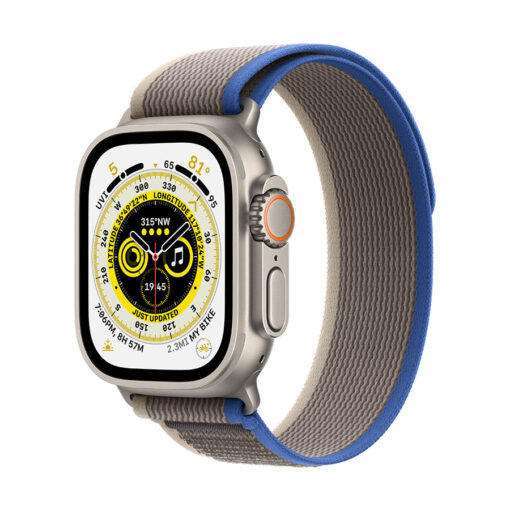 ⁦Apple Watch Ultra GPS + Cellular, 49mm Titanium Case with Trail Loop - M L - Apple Watch Ultra GPS + Cellular, 49mm Titanium Case with Black Gray Trail Loop - M L⁩ – תמונה ⁦10⁩